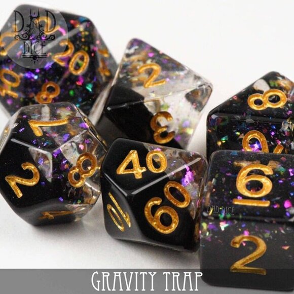 DND Dice Set - Gravity Trap - 7 Resin Dice - Fantasy RPG Tabletop Gaming - Picture 2 of 3
